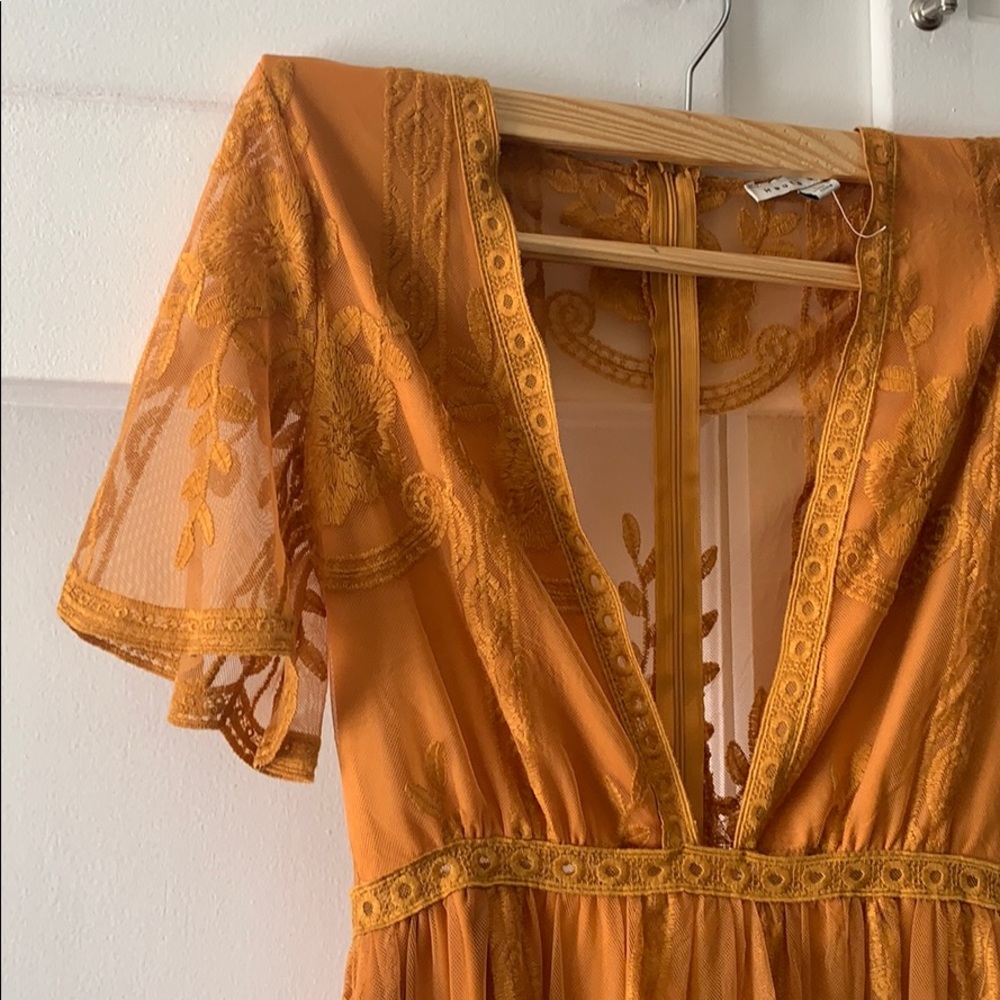 Lace mesh overlay maxi dress